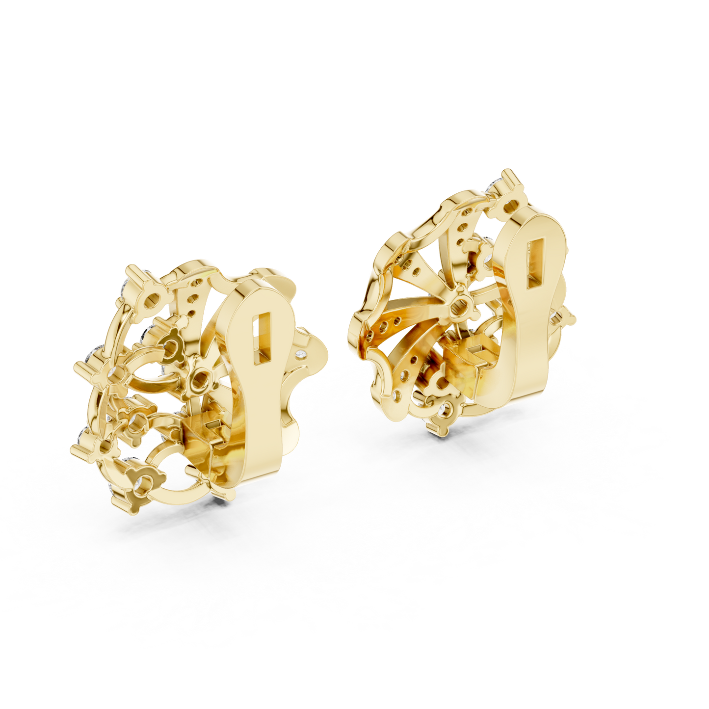 Elegant Floral Rose Earrings • Diamond Fan Exclusive Jewelry •  Unique Bridal Party Accessory