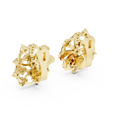 Elegant Floral Rose Earrings • Diamond Fan Exclusive Jewelry •  Unique Bridal Party Accessory