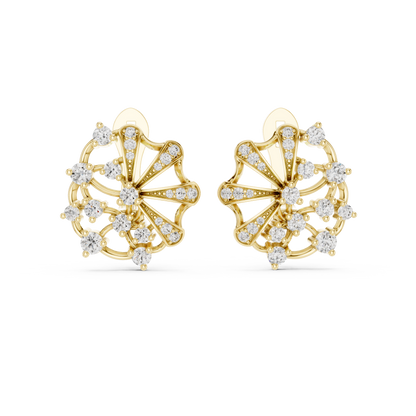 Elegant Floral Rose Earrings • Diamond Fan Exclusive Jewelry •  Unique Bridal Party Accessory