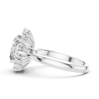 2.00Ct Oval Halo Cluster Ring – Floral Diamond Engagement Ring, Vintage-Inspired Bridal Jewelry