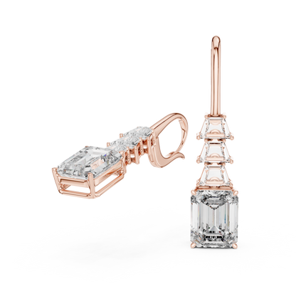 Luxury Emerald Tapered Step Drop Leverback Bridal Women Sparkling Fashion Fine Jewelry Elegant Earrings