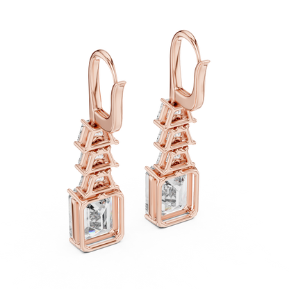 Luxury Emerald Tapered Step Drop Leverback Bridal Women Sparkling Fashion Fine Jewelry Elegant Earrings