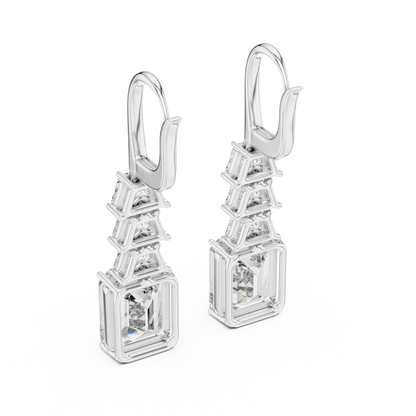 Luxury Emerald Tapered Step Drop Leverback Bridal Women Sparkling Fashion Fine Jewelry Elegant Earrings