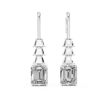 Luxury Emerald Tapered Step Drop Leverback Bridal Women Sparkling Fashion Fine Jewelry Elegant Earrings