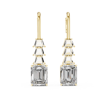 Luxury Emerald Tapered Step Drop Leverback Bridal Women Sparkling Fashion Fine Jewelry Elegant Earrings