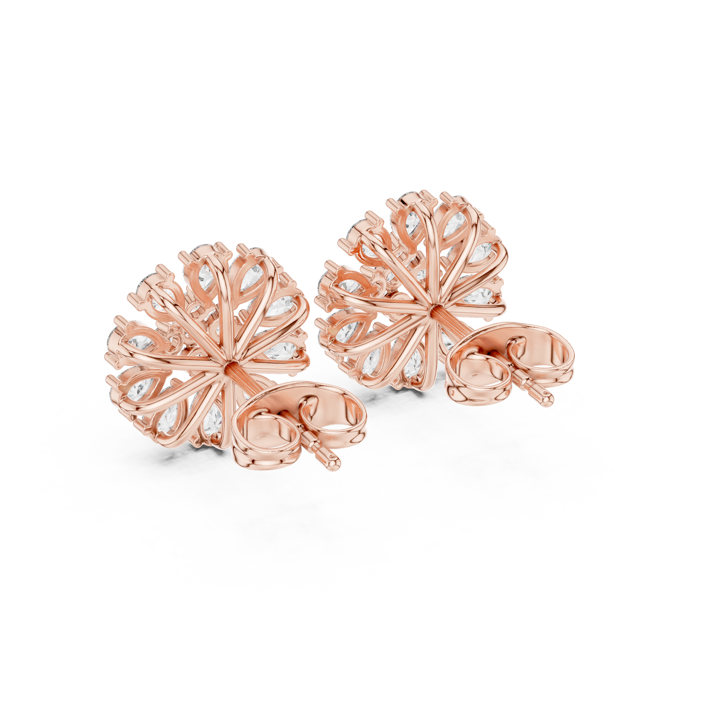 QuantumPetal HaloFusion Stud Earrings – High-Brilliance Swirl Cluster Diamonds | Elite Fine Jewelry