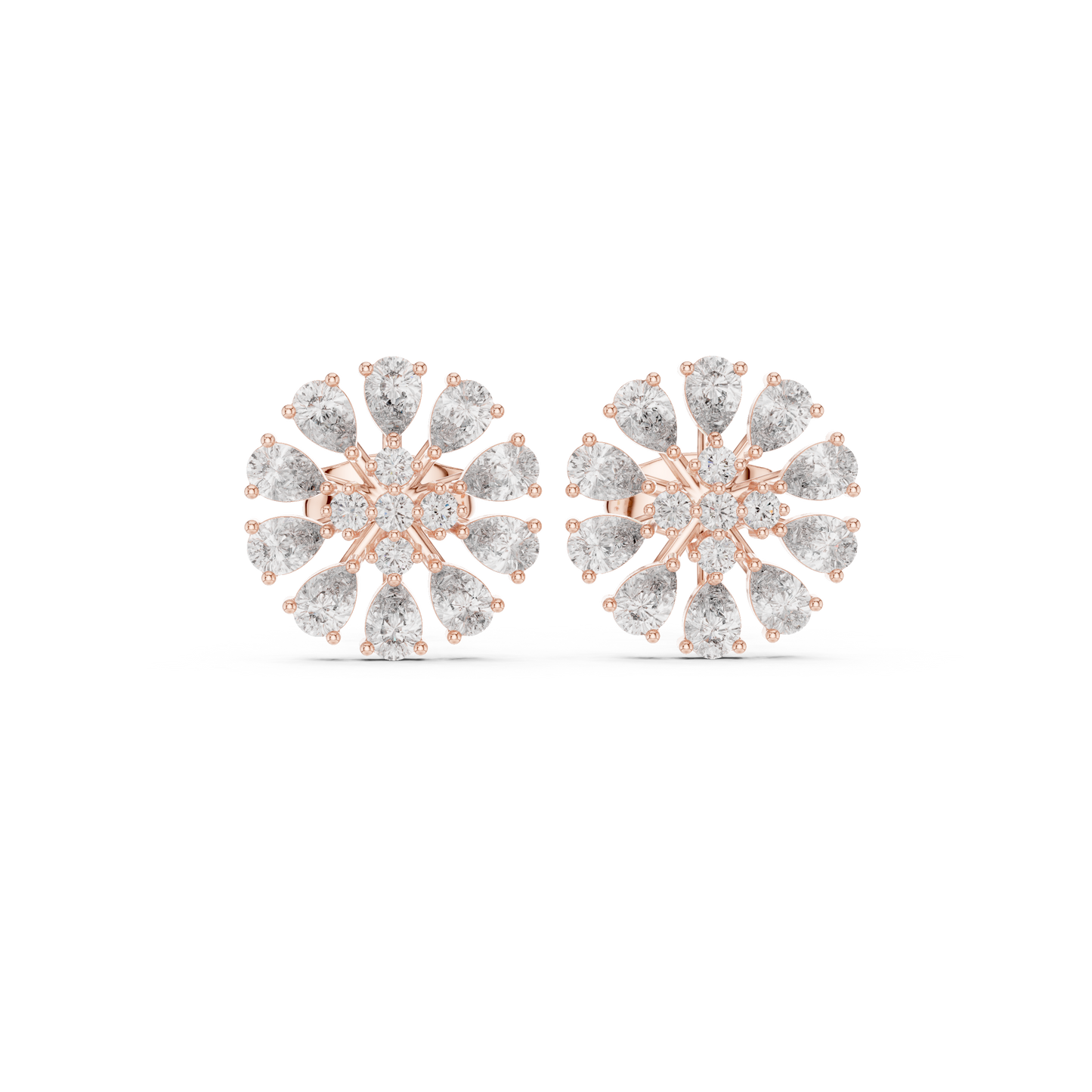 QuantumPetal HaloFusion Stud Earrings – High-Brilliance Swirl Cluster Diamonds | Elite Fine Jewelry