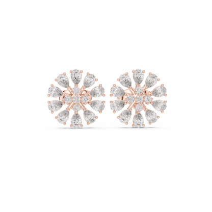 QuantumPetal HaloFusion Stud Earrings – High-Brilliance Swirl Cluster Diamonds | Elite Fine Jewelry