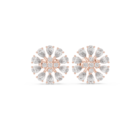 QuantumPetal HaloFusion Stud Earrings – High-Brilliance Swirl Cluster Diamonds | Elite Fine Jewelry