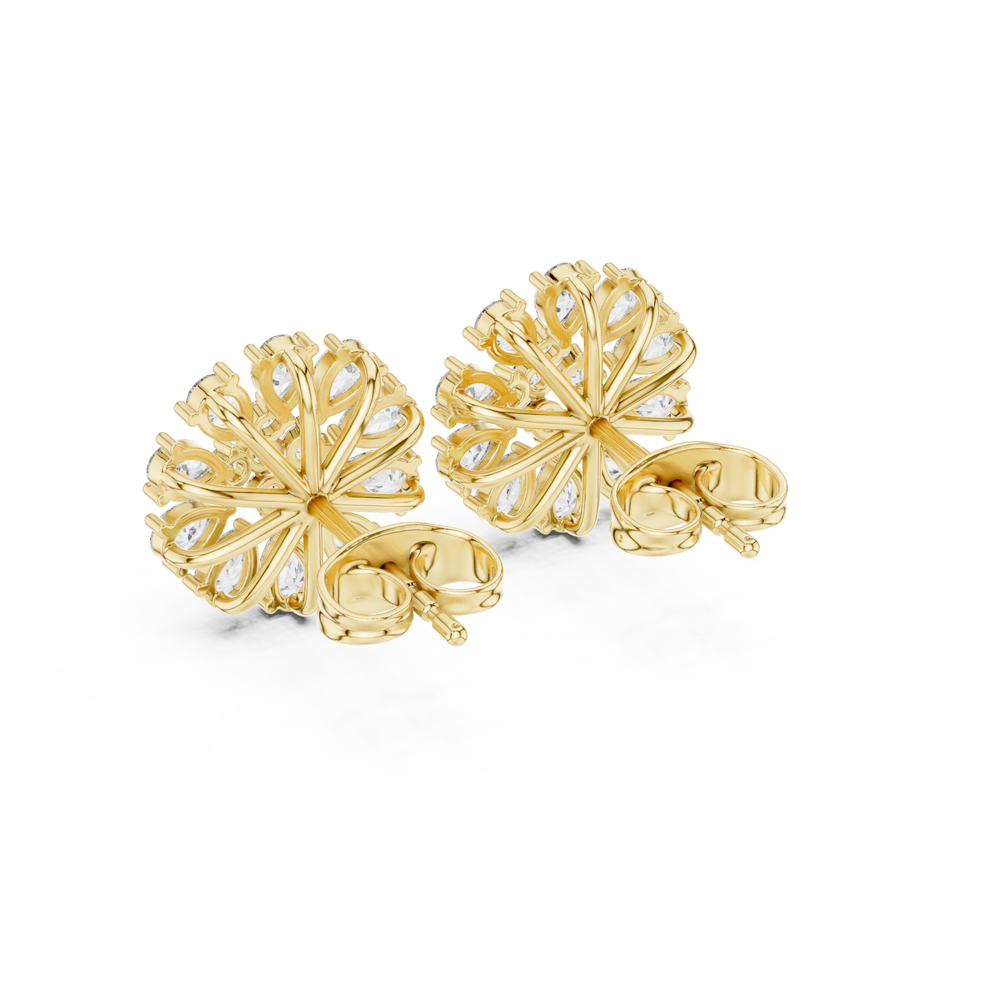 QuantumPetal HaloFusion Stud Earrings – High-Brilliance Swirl Cluster Diamonds | Elite Fine Jewelry