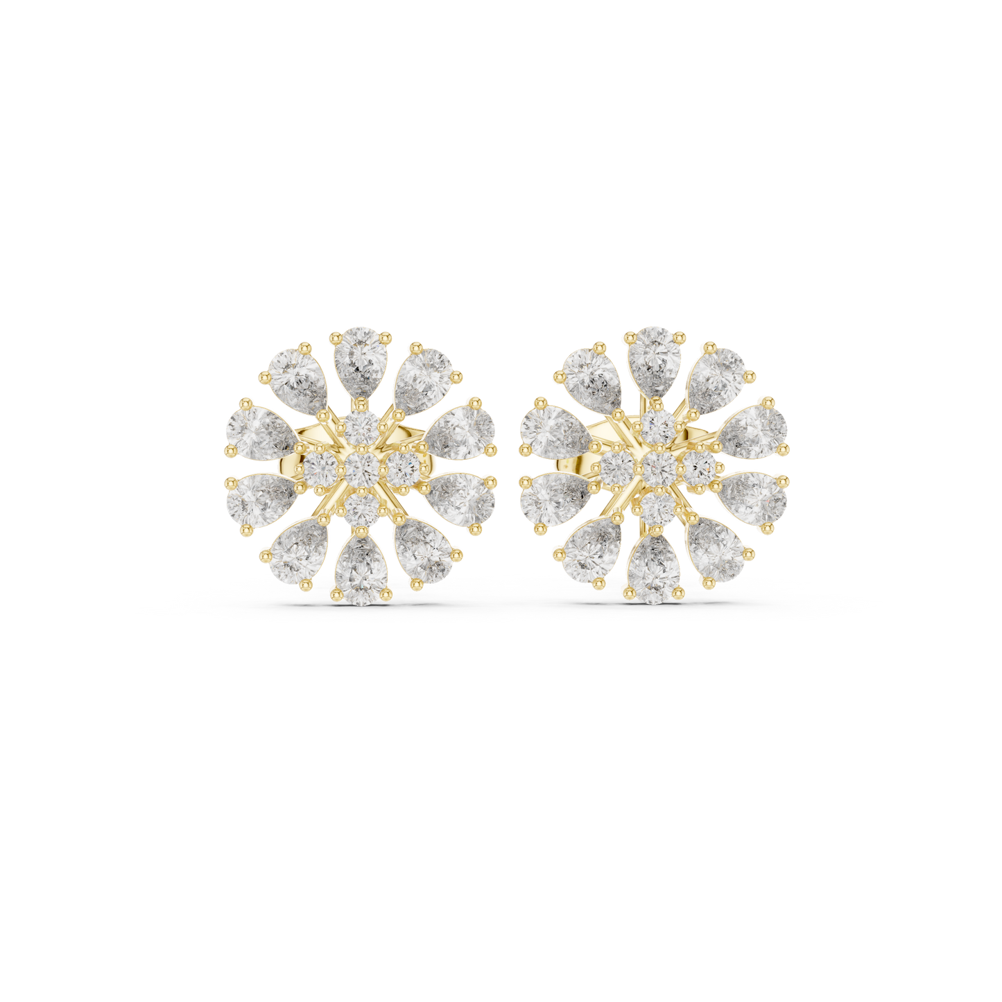 QuantumPetal HaloFusion Stud Earrings – High-Brilliance Swirl Cluster Diamonds | Elite Fine Jewelry