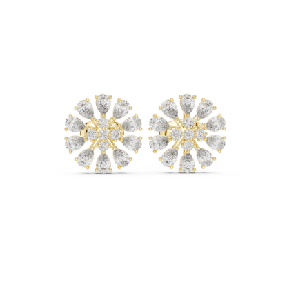 QuantumPetal HaloFusion Stud Earrings – High-Brilliance Swirl Cluster Diamonds | Elite Fine Jewelry