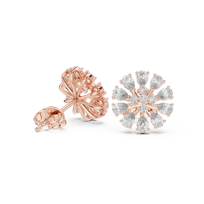 QuantumPetal HaloFusion Stud Earrings – High-Brilliance Swirl Cluster Diamonds | Elite Fine Jewelry