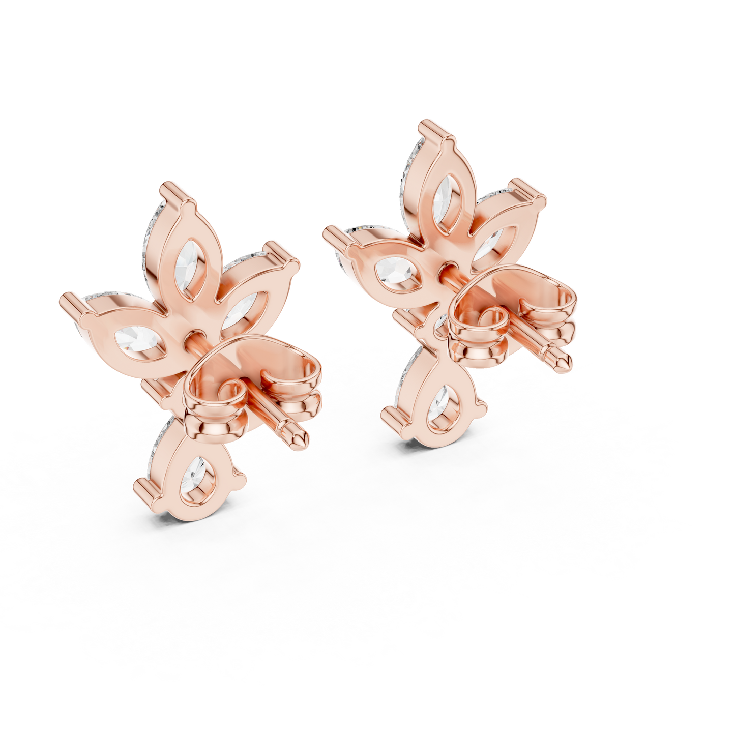 Dynasty Petal Marquise Diamond Drops – Regal Cluster Stud Earrings - French-Inspired Luxe Cluster