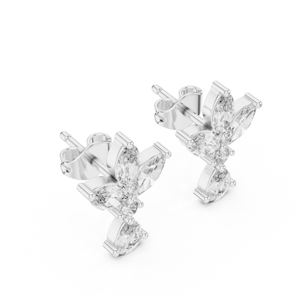 Dynasty Petal Marquise Diamond Drops – Regal Cluster Stud Earrings - French-Inspired Luxe Cluster