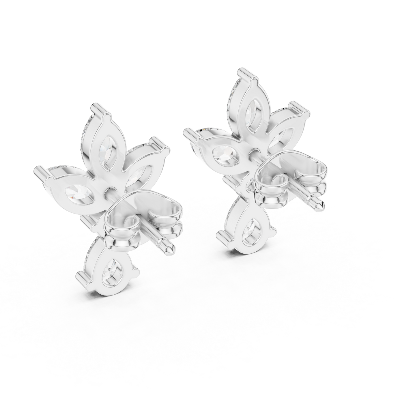 Dynasty Petal Marquise Diamond Drops – Regal Cluster Stud Earrings - French-Inspired Luxe Cluster