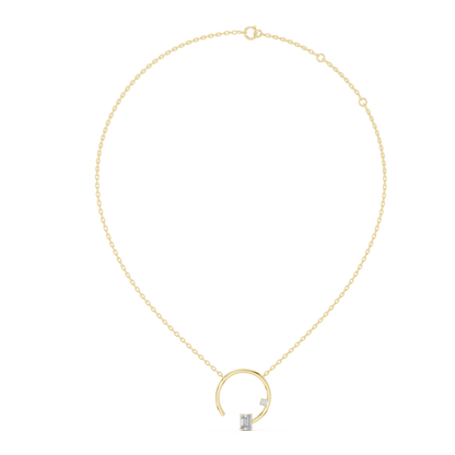 Celestial Arc Diamond - Dual Cut Halo Rare - Power Pendant Combo - Eclipse Frame Luxe - Emerald Round Fusion - Ultra Rare Pendant Combo