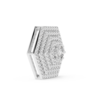 Elite Hexa Geometry Diamond Pendant Combo With Triple Tone Statement Finish