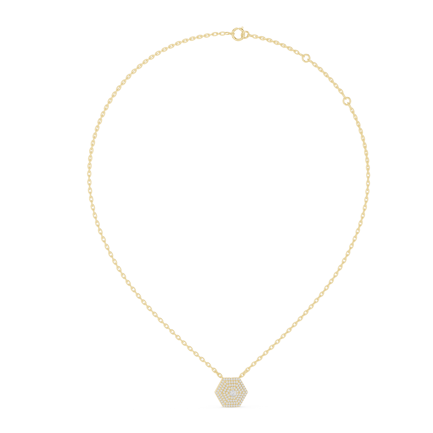 Elite Hexa Geometry Diamond Pendant Combo With Triple Tone Statement Finish