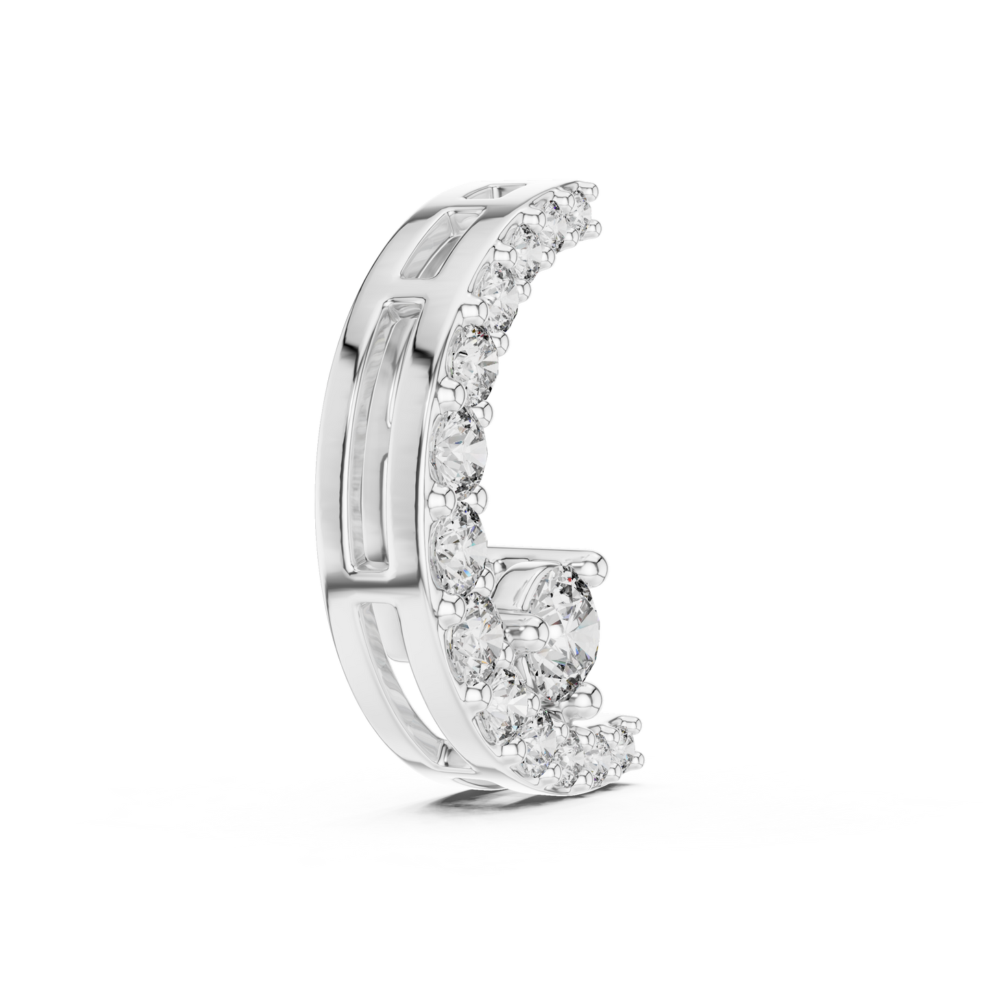 Crescent Halo Diamond Pendant - Eternal Curve Brilliance - Minimal Royal Elegance Designer Jewelry