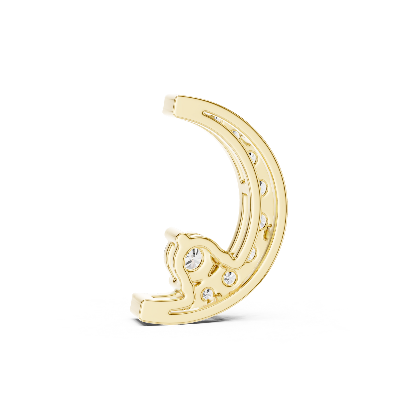 Crescent Halo Diamond Pendant - Eternal Curve Brilliance - Minimal Royal Elegance Designer Jewelry