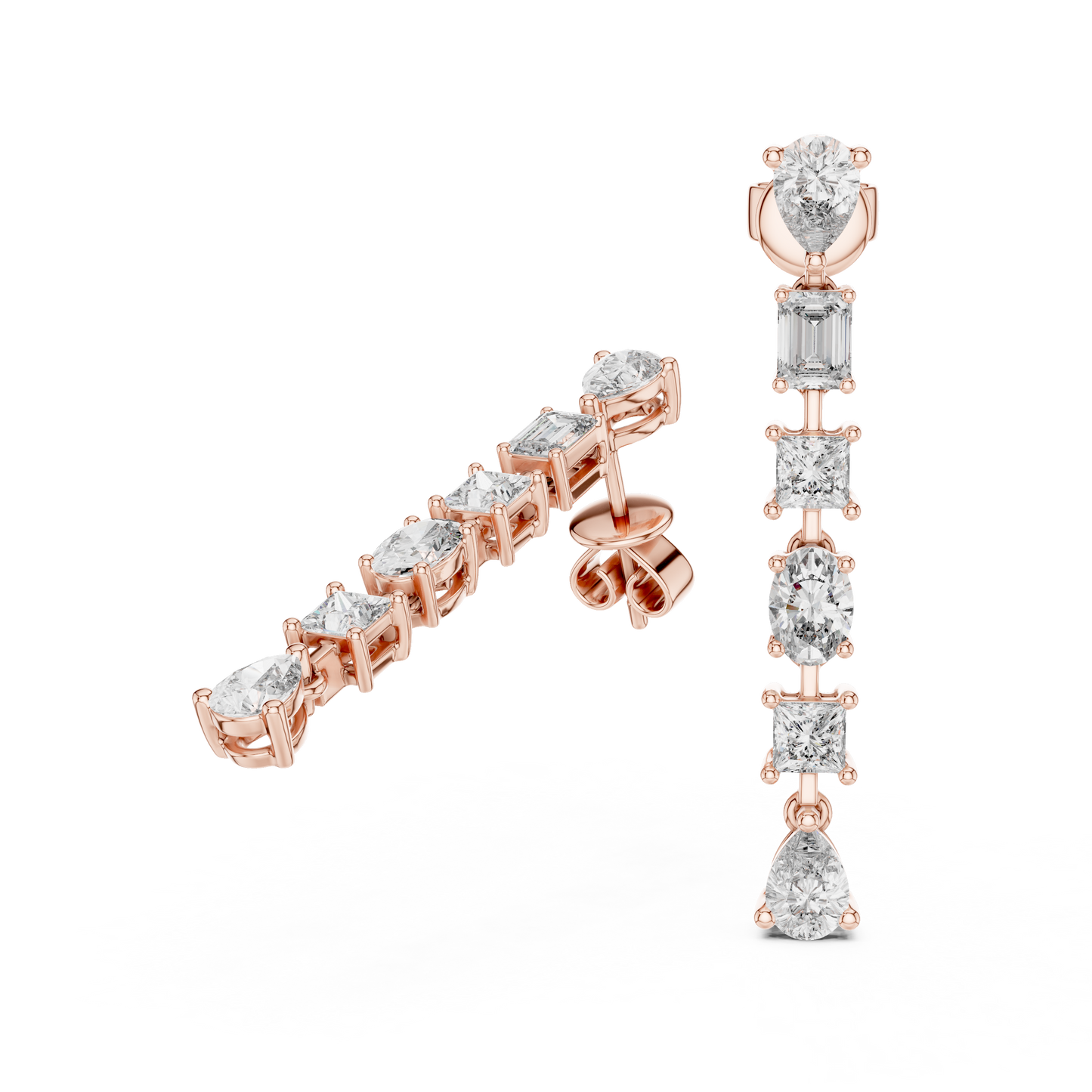 Luxury Multi-Shape Drop Earrings | Gold Long Dangle Sparkle | Bridal Statement Jewelry Gift