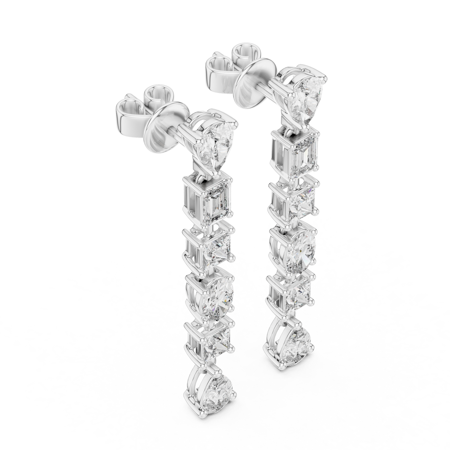 Luxury Multi-Shape Drop Earrings | Gold Long Dangle Sparkle | Bridal Statement Jewelry Gift