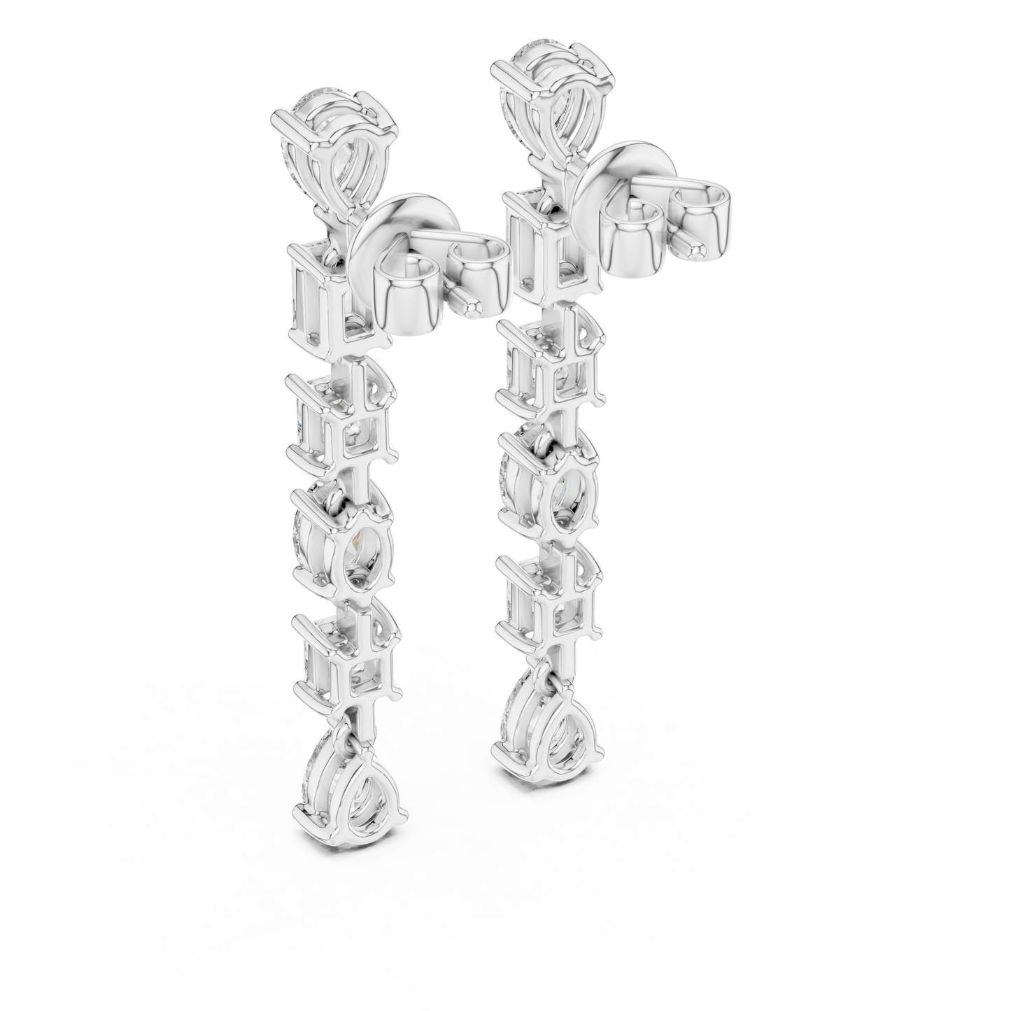 Luxury Multi-Shape Drop Earrings | Gold Long Dangle Sparkle | Bridal Statement Jewelry Gift