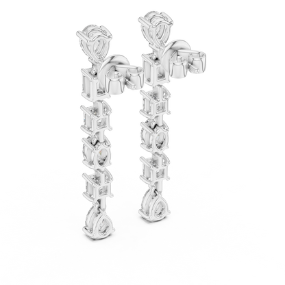 Luxury Multi-Shape Drop Earrings | Gold Long Dangle Sparkle | Bridal Statement Jewelry Gift