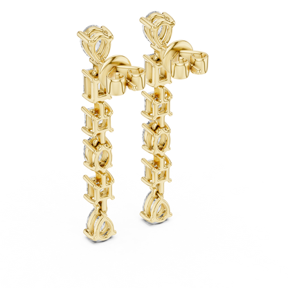 Luxury Multi-Shape Drop Earrings | Gold Long Dangle Sparkle | Bridal Statement Jewelry Gift