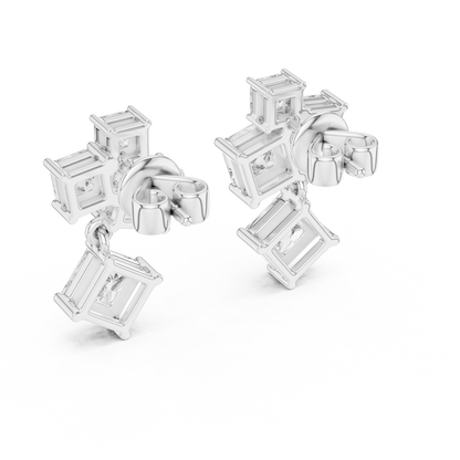 Princess Cut Square Drop • Gold Multi-Stone Cascade • Elegant Party Wear • Luxury Style for Women