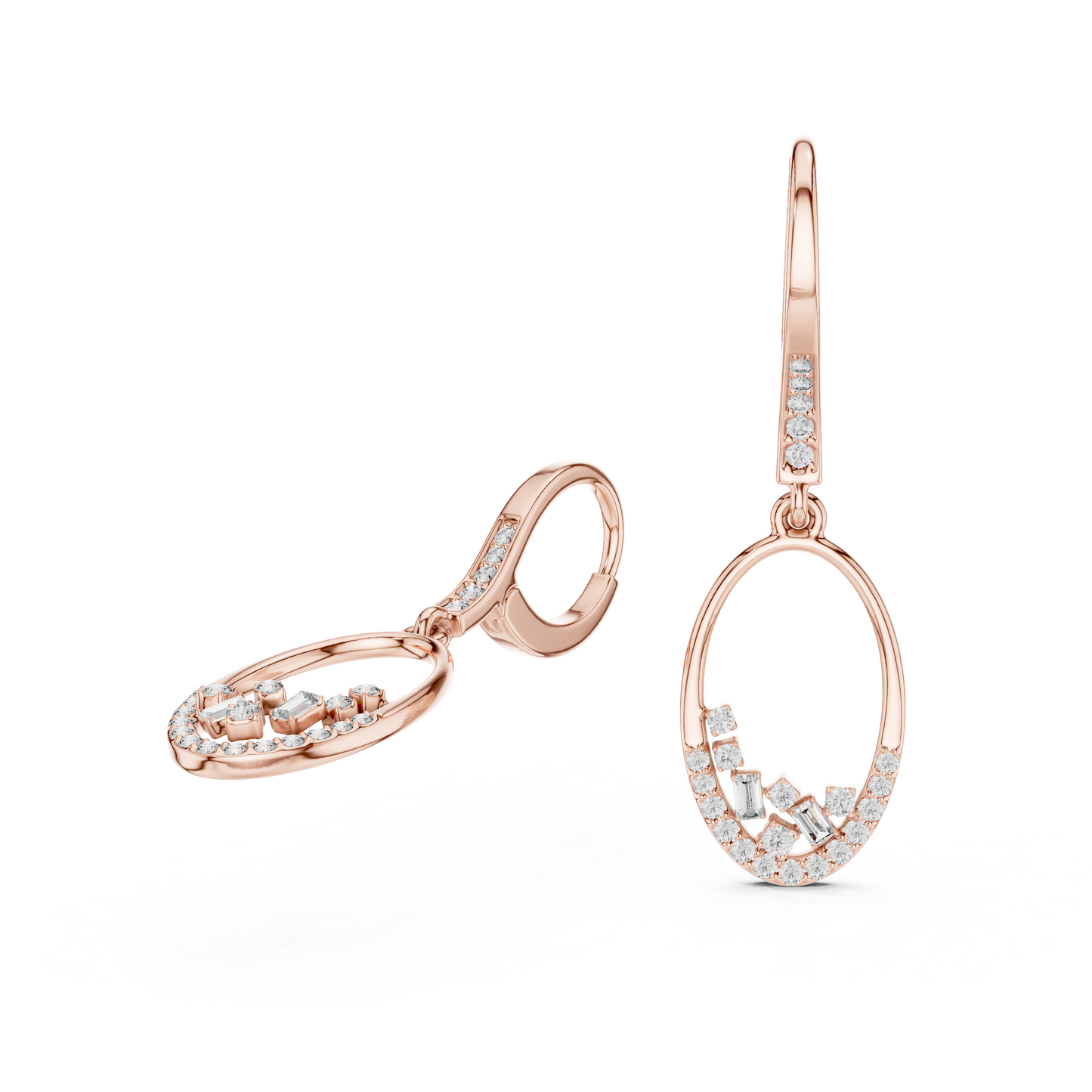 Cosmic Rhythm Diamond Hoops • Open-Oval Luxe Flow • Sculpted Gold Drop Elegance