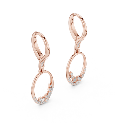 Cosmic Rhythm Diamond Hoops • Open-Oval Luxe Flow • Sculpted Gold Drop Elegance