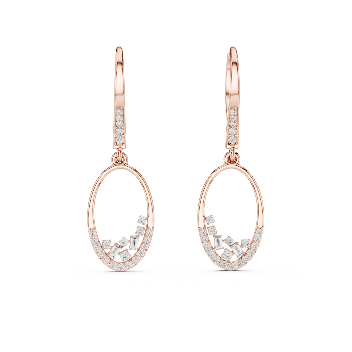 Cosmic Rhythm Diamond Hoops • Open-Oval Luxe Flow • Sculpted Gold Drop Elegance