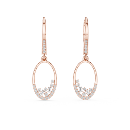 Cosmic Rhythm Diamond Hoops • Open-Oval Luxe Flow • Sculpted Gold Drop Elegance
