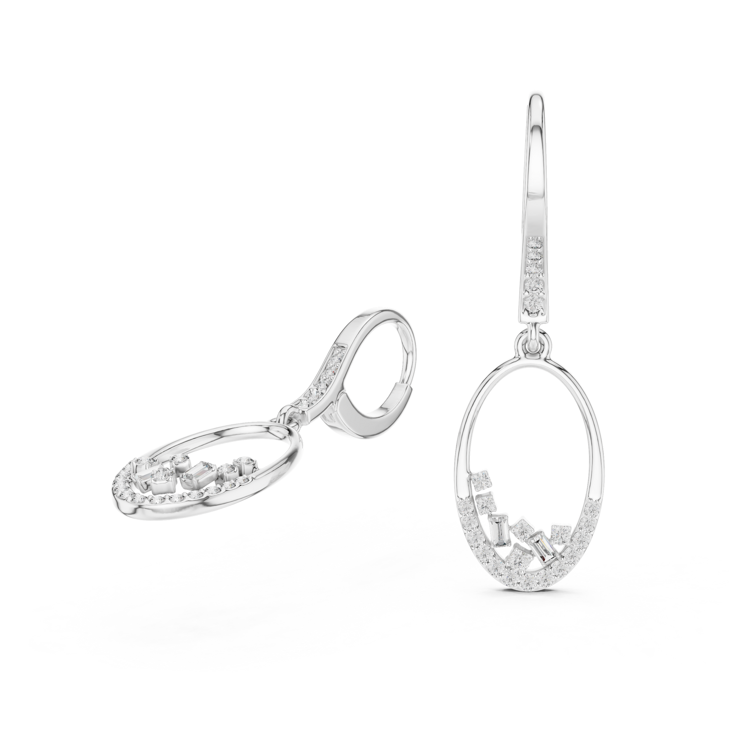 Cosmic Rhythm Diamond Hoops • Open-Oval Luxe Flow • Sculpted Gold Drop Elegance