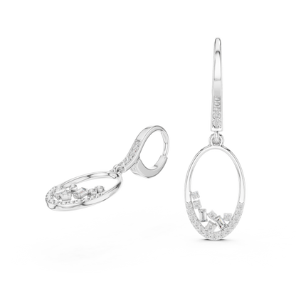 Cosmic Rhythm Diamond Hoops • Open-Oval Luxe Flow • Sculpted Gold Drop Elegance