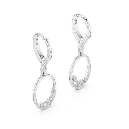 Cosmic Rhythm Diamond Hoops • Open-Oval Luxe Flow • Sculpted Gold Drop Elegance