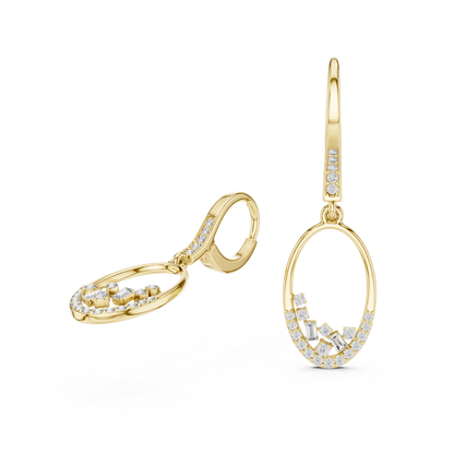 Cosmic Rhythm Diamond Hoops • Open-Oval Luxe Flow • Sculpted Gold Drop Elegance