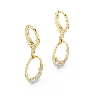 Cosmic Rhythm Diamond Hoops • Open-Oval Luxe Flow • Sculpted Gold Drop Elegance