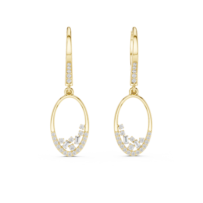 Cosmic Rhythm Diamond Hoops • Open-Oval Luxe Flow • Sculpted Gold Drop Elegance