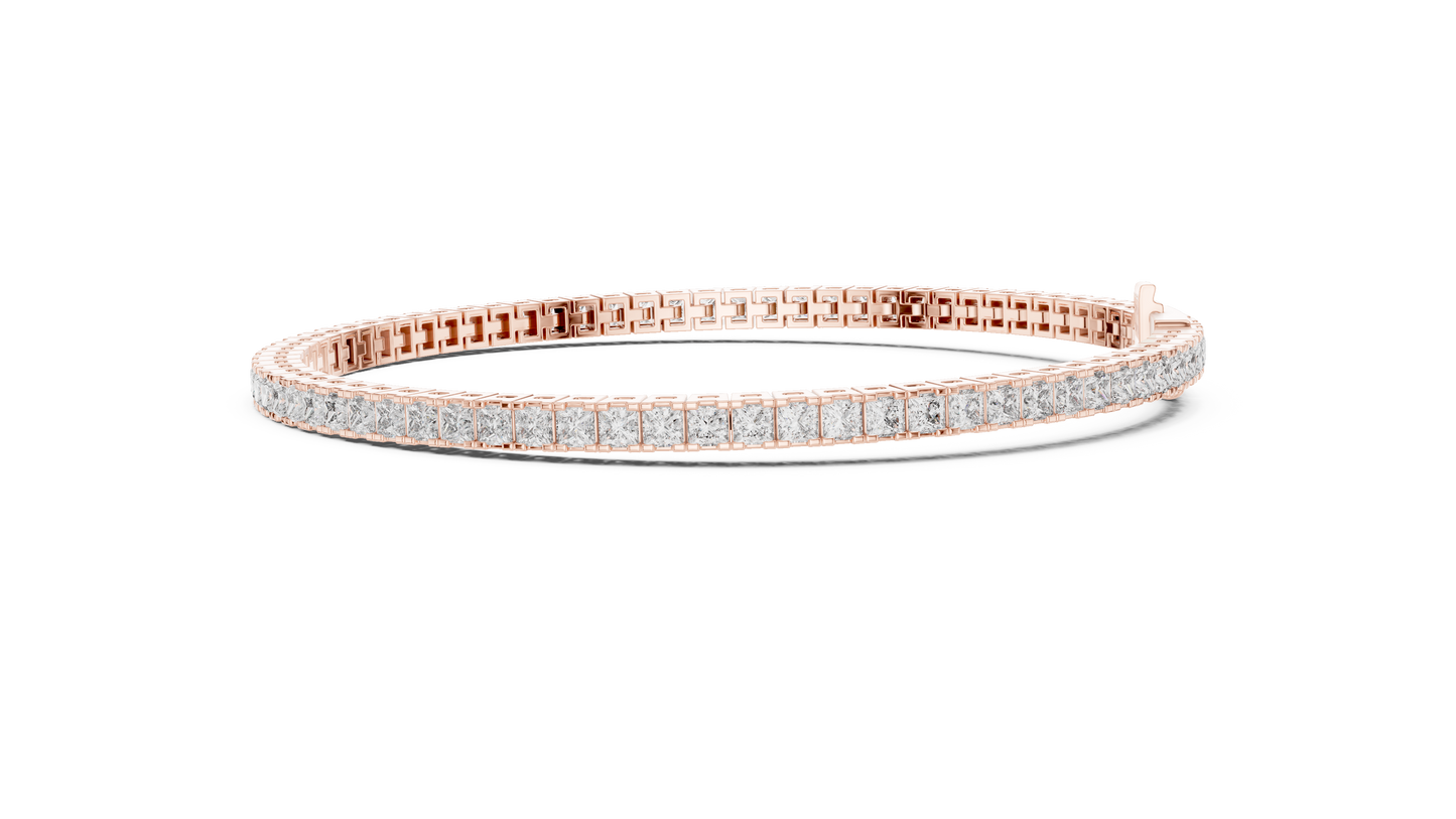 Princess Cut CZ Tennis Bracelet • Waterproof Gold Bracelet • Trendy Minimalist Gift • Minimal Luxury Jewelry