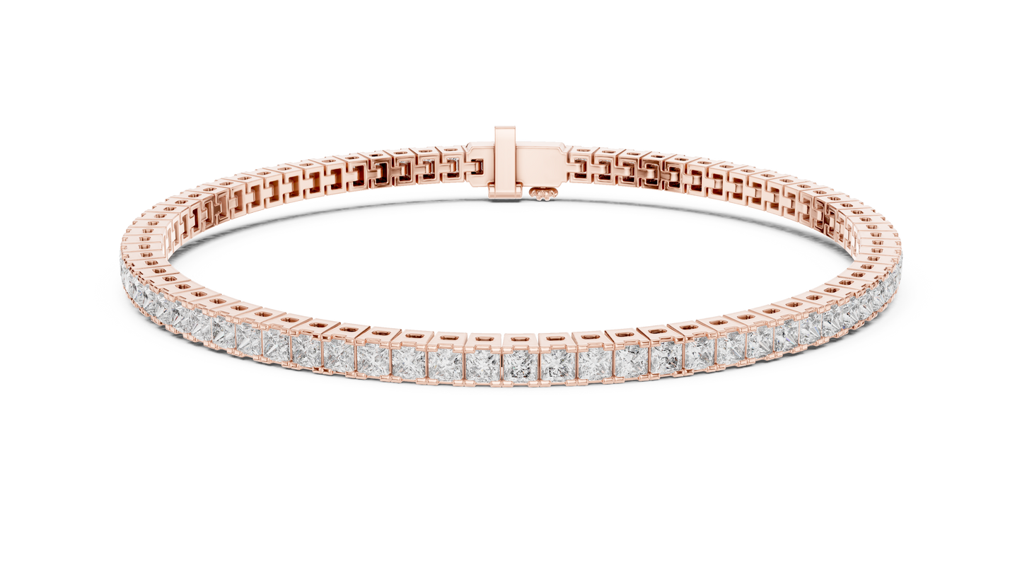 Princess Cut CZ Tennis Bracelet • Waterproof Gold Bracelet • Trendy Minimalist Gift • Minimal Luxury Jewelry