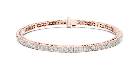 Princess Cut CZ Tennis Bracelet • Waterproof Gold Bracelet • Trendy Minimalist Gift • Minimal Luxury Jewelry