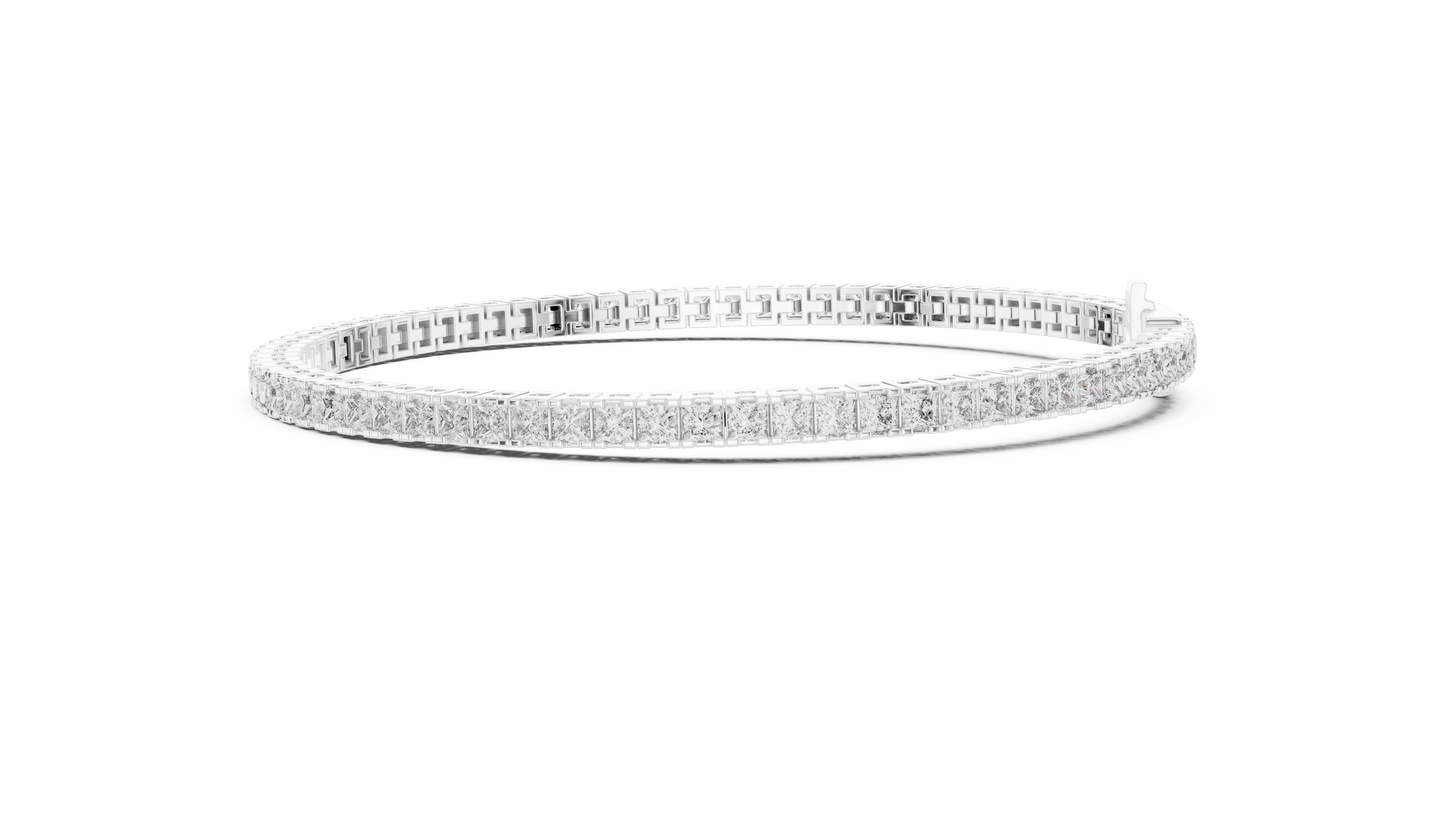 Princess Cut CZ Tennis Bracelet • Waterproof Gold Bracelet • Trendy Minimalist Gift • Minimal Luxury Jewelry