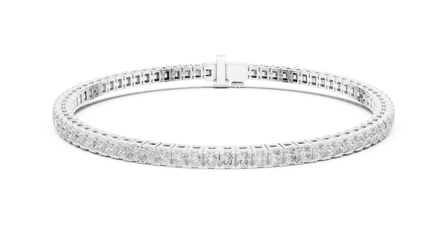 Princess Cut CZ Tennis Bracelet • Waterproof Gold Bracelet • Trendy Minimalist Gift • Minimal Luxury Jewelry