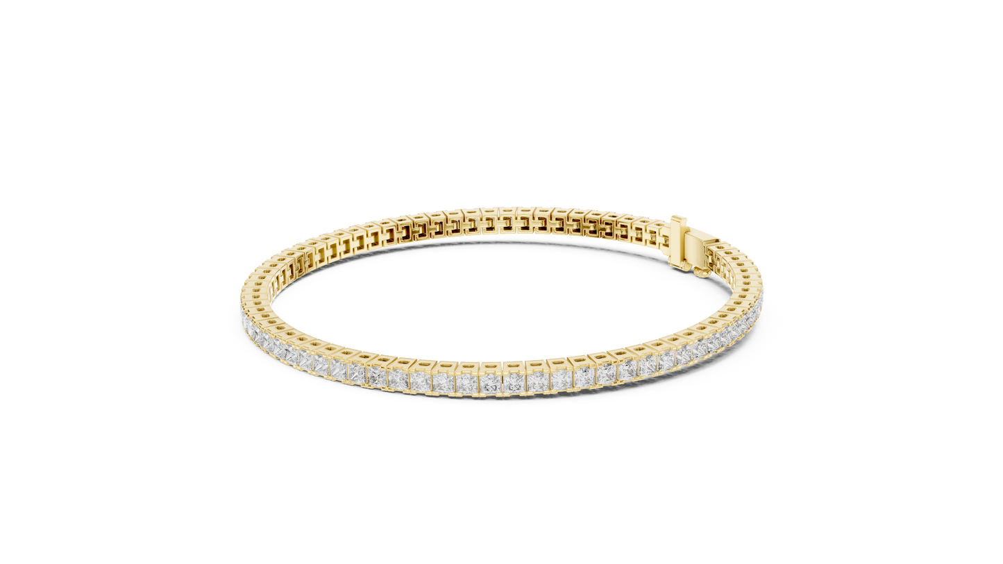 Princess Cut CZ Tennis Bracelet • Waterproof Gold Bracelet • Trendy Minimalist Gift • Minimal Luxury Jewelry