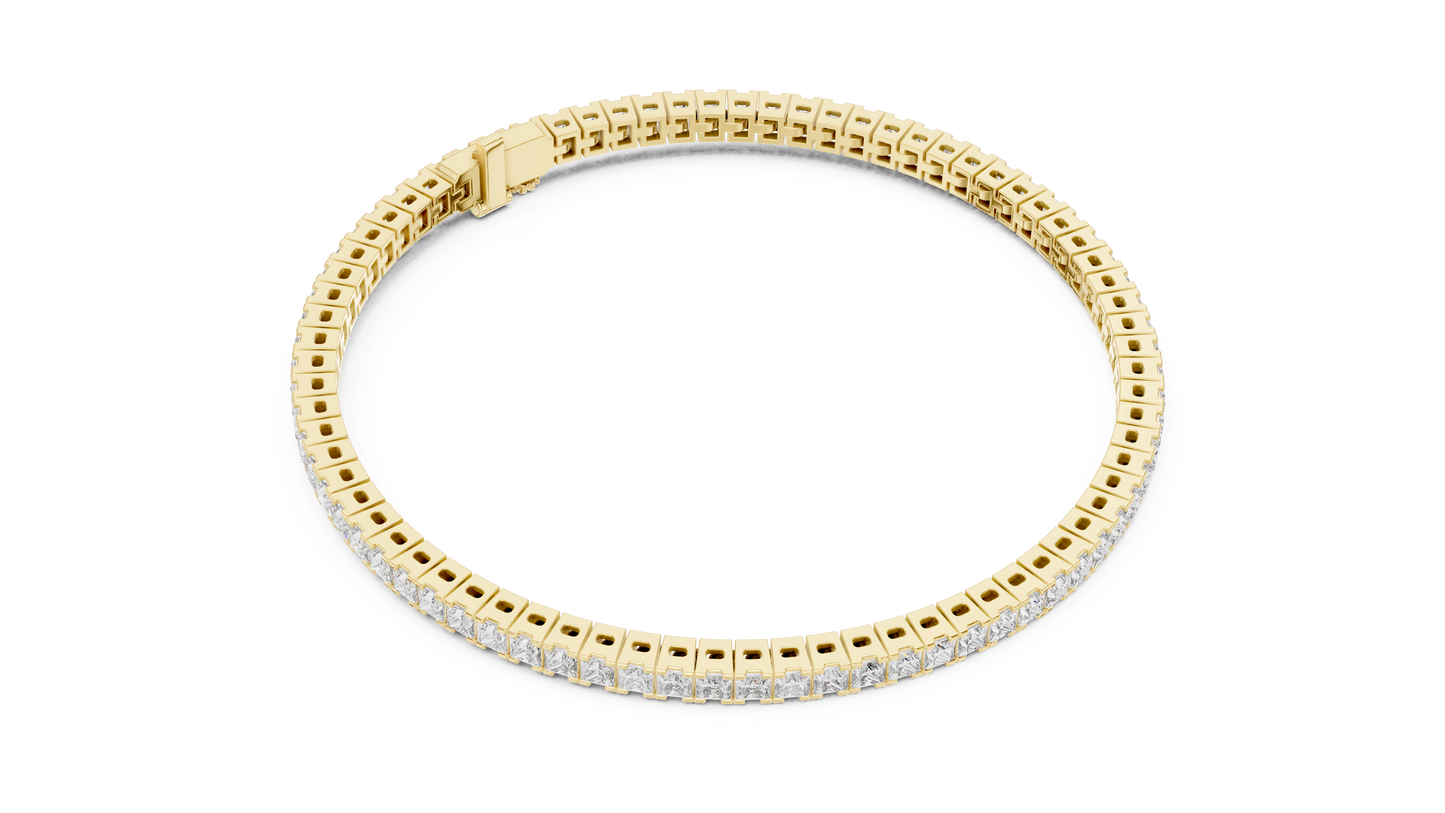 Princess Cut CZ Tennis Bracelet • Waterproof Gold Bracelet • Trendy Minimalist Gift • Minimal Luxury Jewelry