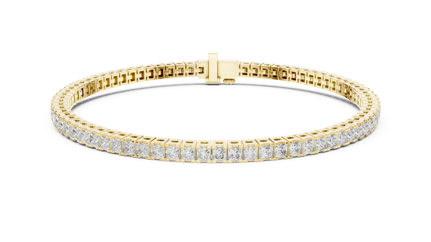 Princess Cut CZ Tennis Bracelet • Waterproof Gold Bracelet • Trendy Minimalist Gift • Minimal Luxury Jewelry
