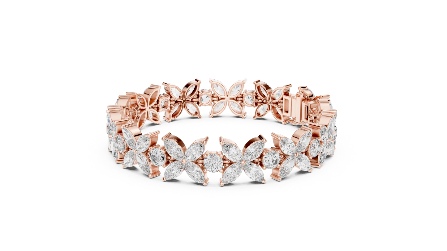 Sovereign Petal Diamond Bracelet – Marquise Cut Grandeur – Statement Diamond Luxury – Elite Floral Perfection
